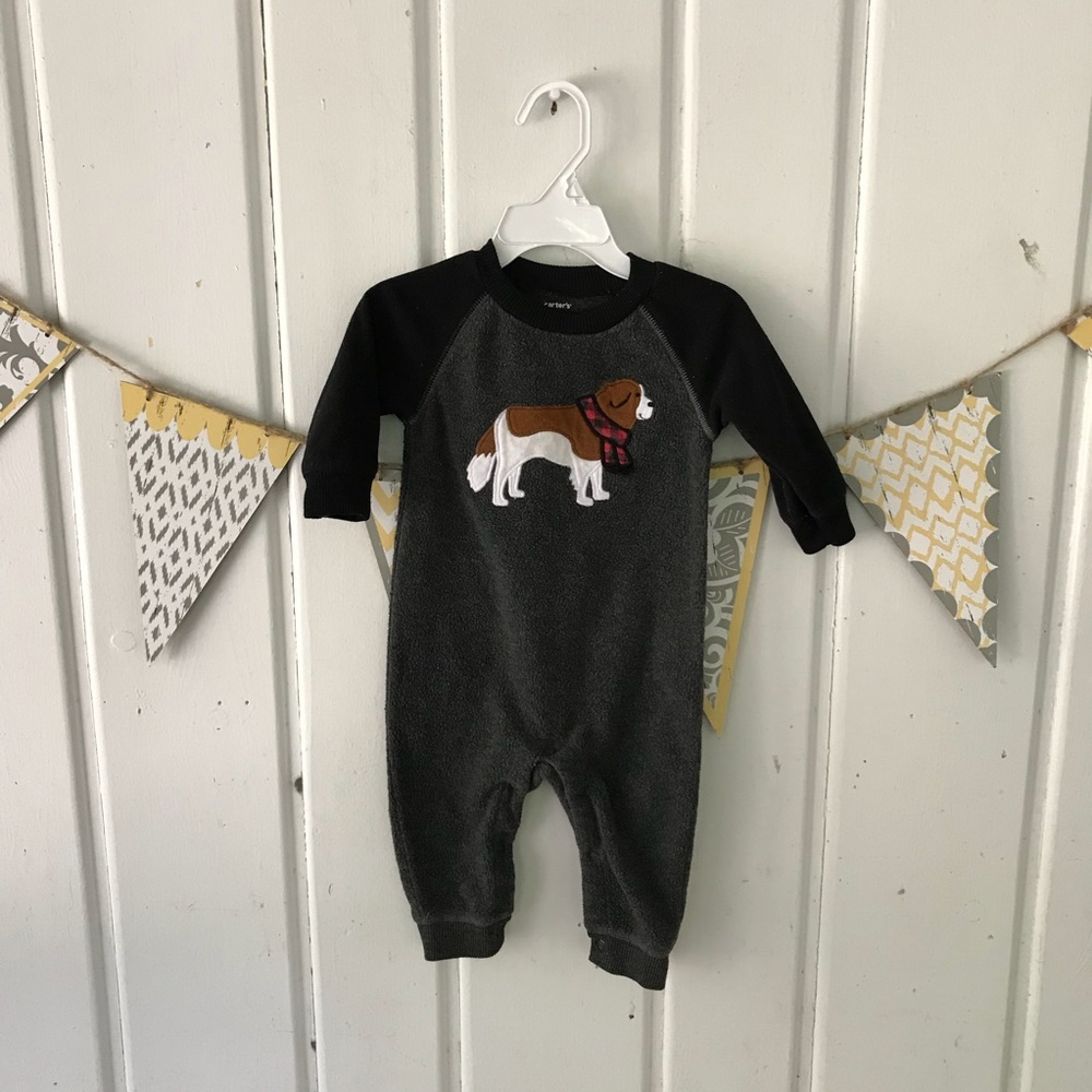 Carter’s Raglan Fleece Dog Appliqué Jumpsuit